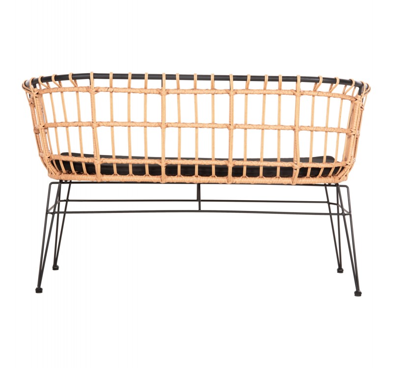 ΠΑΓΚΑΚΙ ΔΙΘΕΣΙΟ ALLEGRA HM5692.11 P.E.RATTAN ΜΠΕΖ-ΜΑΥΡΟΣ ΜΕΤΑΛ.ΣΚΕΛΕΤΟΣ 125x60x77Υεκ