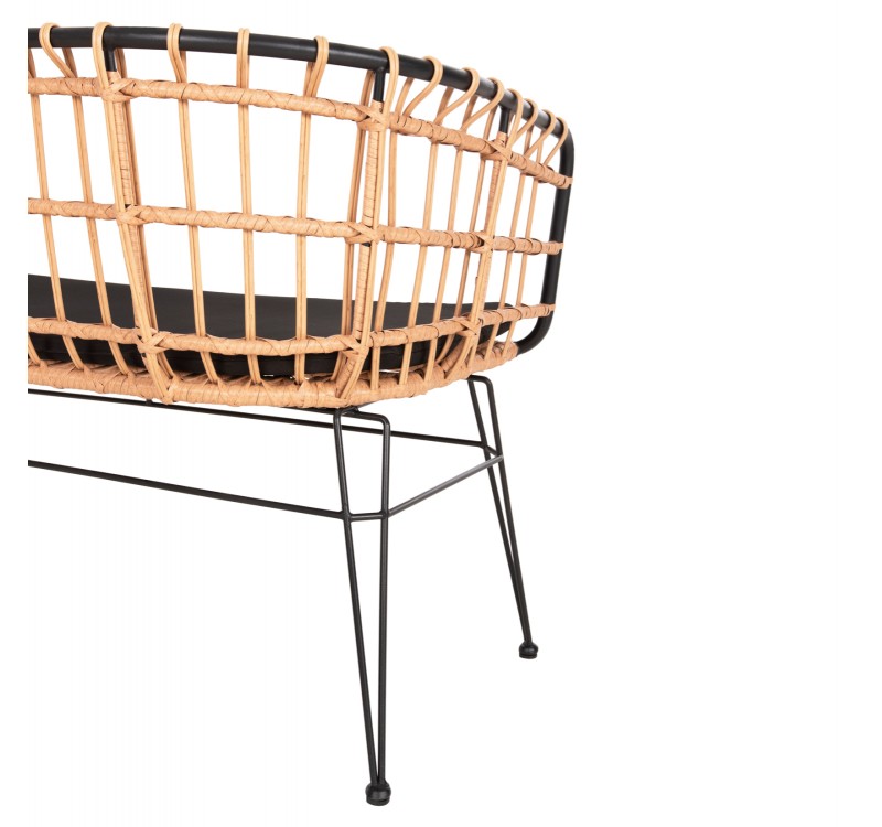 ΠΑΓΚΑΚΙ ΔΙΘΕΣΙΟ ALLEGRA HM5692.11 P.E.RATTAN ΜΠΕΖ-ΜΑΥΡΟΣ ΜΕΤΑΛ.ΣΚΕΛΕΤΟΣ 125x60x77Υεκ