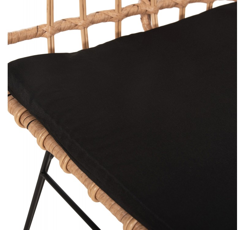 ΠΑΓΚΑΚΙ ΔΙΘΕΣΙΟ ALLEGRA HM5692.11 P.E.RATTAN ΜΠΕΖ-ΜΑΥΡΟΣ ΜΕΤΑΛ.ΣΚΕΛΕΤΟΣ 125x60x77Υεκ