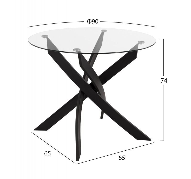 ΤΡΑΠΕΖΙ ΚΟΥΖΙΝΑΣ ΣΤΡΟΓΓΥΛΟ JAFARU HM8499.11 ΜΑΥΡΑ ΜΕΤΑΛ.ΠΟΔΙΑ Φ90x74εκ.