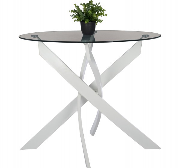 ΤΡΑΠΕΖΙ ΚΟΥΖΙΝΑΣ ΣΤΡΟΓΓΥΛΟ JAFARU HM8499.13 ΛΕΥΚΑ ΜΕΤΑΛ.ΠΟΔΙΑ Φ90x75Yεκ.