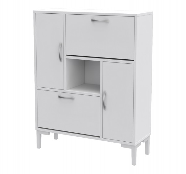 ΠΑΠΟΥΤΣΟΘΗΚΗ MEDY HM18187.03 ΜΕΛΑΜΙΝΗ ΣΕ ΛΕΥΚΟ-ΛΕΥΚΑ ΠΟΔΙΑ 86,5x30x109Υεκ