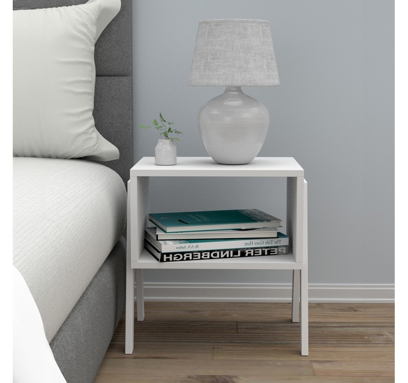 ΚΟΜΟΔΙΝΟ JAKE HM18182.01 ΜΕΛΑΜΙΝΗ ΣΕ ΛΕΥΚΟ 48x35x49Υεκ.