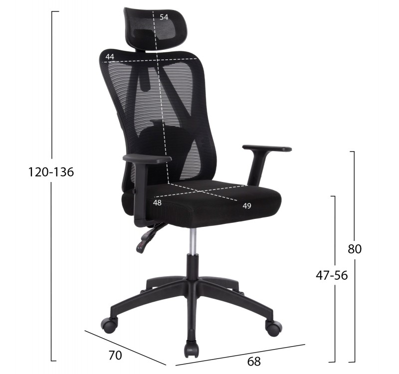 ΚΑΡΕΚΛΑ ΓΡΑΦΕΙΟΥ MEXER HM1195.01 ΜΑΥΡΟ MESH-PP ΒΑΣΗ 68x70x136Υεκ.