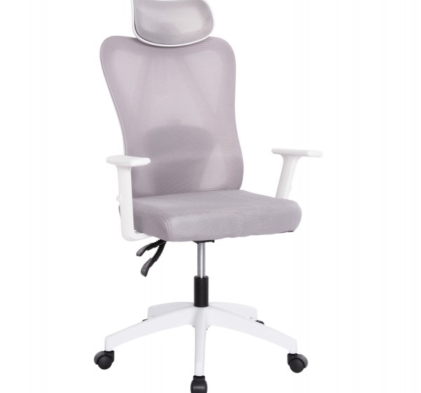 ΚΑΡΕΚΛΑ ΓΡΑΦΕΙΟΥ MEXER HM1195.02 ΓΚΡΙ MESH-PP ΒΑΣΗ-ΣΚΕΛΕΤΟΣ ΛΕΥΚΟΣ 68x70x136Υεκ.