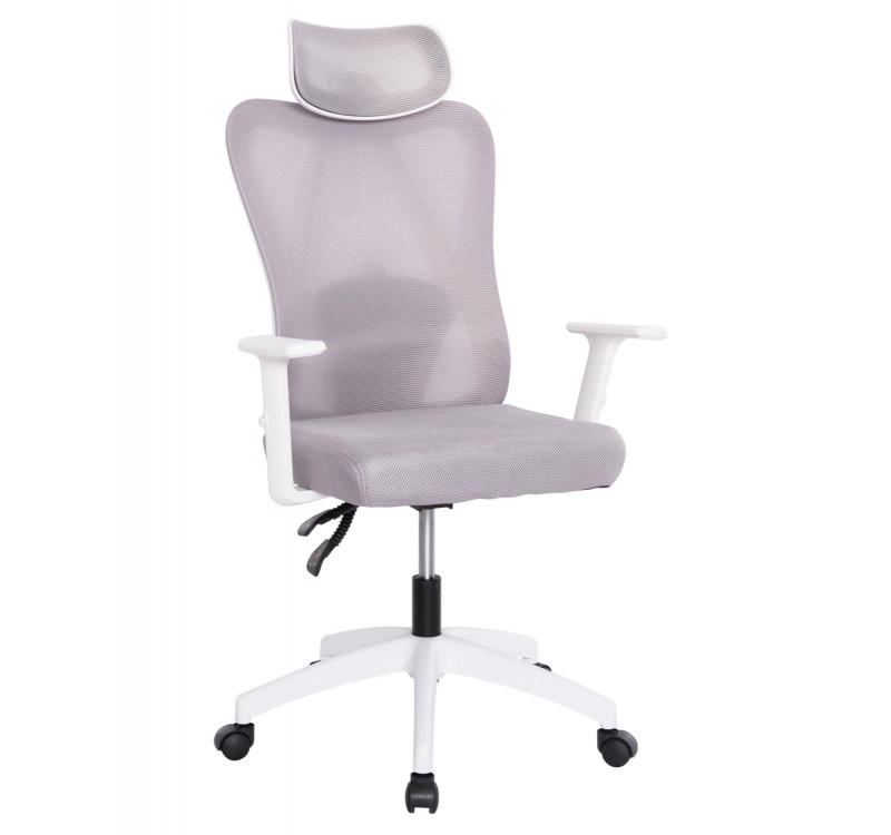 ΚΑΡΕΚΛΑ ΓΡΑΦΕΙΟΥ MEXER HM1195.02 ΓΚΡΙ MESH-PP ΒΑΣΗ-ΣΚΕΛΕΤΟΣ ΛΕΥΚΟΣ 68x70x136Υεκ.