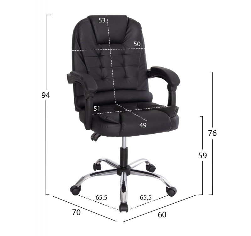 ΚΑΡΕΚΛΑ ΓΡΑΦΕΙΟΥ LAGOM HM1198 ΜΑΥΡO PVC-ΜΕΤΑΛ.ΒΑΣΗ-ΜΑΥΡΟΣ ΣΚΕΛΕΤΟΣ 60x70x104Υεκ