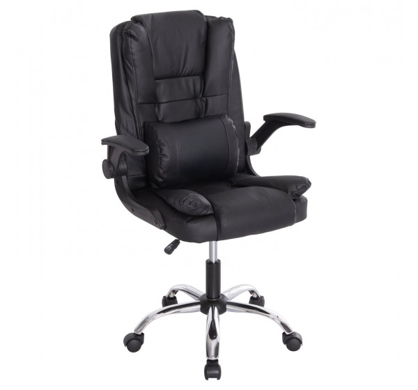 ΚΑΡΕΚΛΑ ΓΡΑΦΕΙΟΥ CANAN HM1201 ΜΑΥΡO PVC-ΒΑΣΗ ΧΡΩΜΙΟΥ 66x61x105Υεκ.