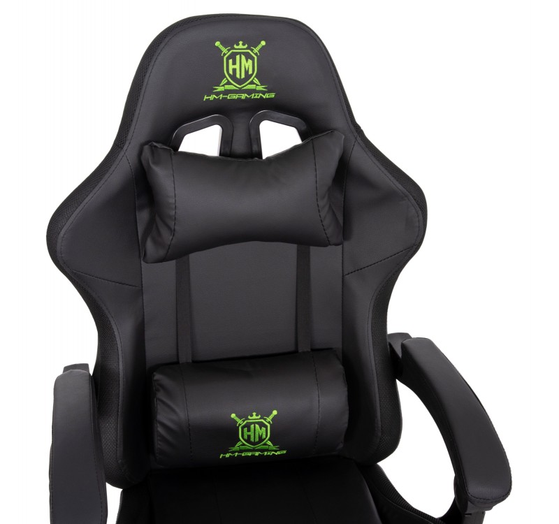 ΠΟΛΥΘΡΟΝΑ GAMING DARREN HM1203.03 ΜΑΥΡΟ-ΠΡΑΣΙΝΟ PVC 58.5x100x120Υεκ.