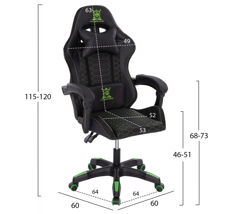 ΠΟΛΥΘΡΟΝΑ GAMING LOOT HM1204 ΜΑΥΡΟ-ΠΡΑΣΙΝΟ PVC 60x60x120Υεκ.