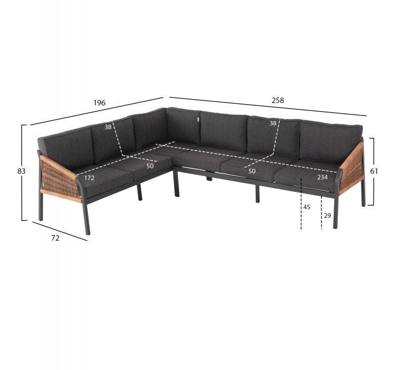 ΣΑΛΟΝΙ ΓΩΝΙΑ ΕΞ.ΧΩΡΟΥ MAERLY HM6140.02 ΑΛΟΥΜ. ΑΝΘΡΑΚΙ-ΣΥΝΘ.ΣΧΟΙΝΙ-ΑΝΘΡΑΚΙ ΜΑΞΙΛΑΡΙΑ