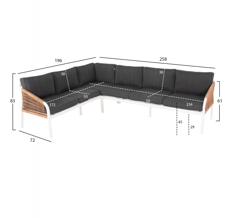 ΣΑΛΟΝΙ ΓΩΝΙΑ ΕΞ.ΧΩΡΟΥ MAERLY HM6140.01 ΑΛΟΥΜΙΝΙΟ ΛΕΥΚΟ-ΜΑΞΙΛΑΡΙΑ ΑΝΘΡΑΚΙ-ΣΥΝΘ.ΣΧΟΙΝΙ