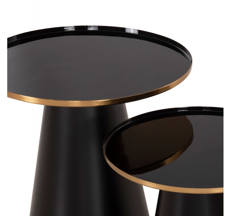 ΤΡΑΠΕΖΙA ΣΑΛΟΝΙΟΥ 2ΤΜΧ BENG HM9920 ΜΕΤΑΛΛΟ ΕΜΑΓΙΕ TOP-ΒΑΣΗ ΜΑΤ-ΜΑΥΡΟ Φ50 & Φ40 εκ.