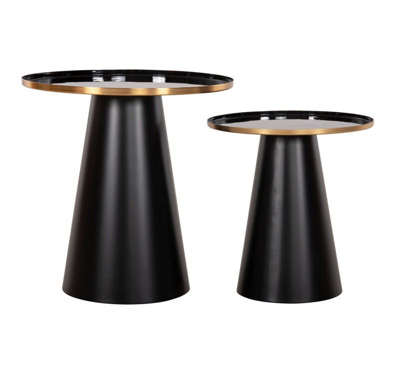 ΤΡΑΠΕΖΙA ΣΑΛΟΝΙΟΥ 2ΤΜΧ BENG HM9920 ΜΕΤΑΛΛΟ ΕΜΑΓΙΕ TOP-ΒΑΣΗ ΜΑΤ-ΜΑΥΡΟ Φ50 & Φ40 εκ.