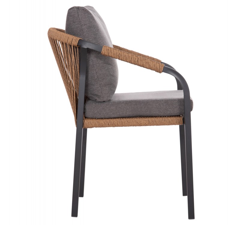 ΠΟΛΥΘΡΟΝΑ MAERLY HM6051.13 ΑΝΘΡΑΚΙ ΑΛΟΥΜΙΝΙΟ & ΜΑΞΙΛΑΡΙΑ-ΚΑΦΕ P.E.RATTAN 57x60x84Υεκ.