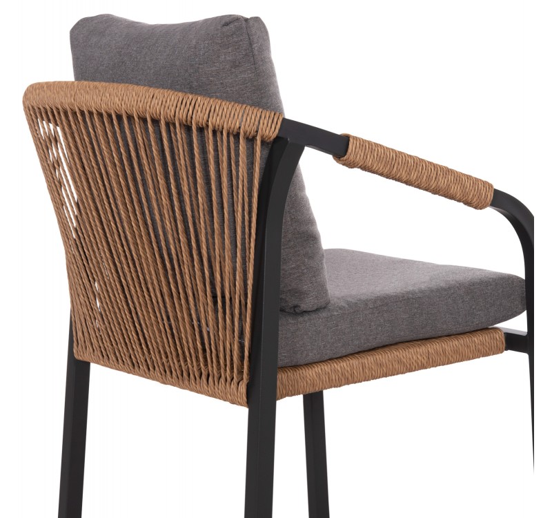 ΠΟΛΥΘΡΟΝΑ MAERLY HM6051.13 ΑΝΘΡΑΚΙ ΑΛΟΥΜΙΝΙΟ & ΜΑΞΙΛΑΡΙΑ-ΚΑΦΕ P.E.RATTAN 57x60x84Υεκ.