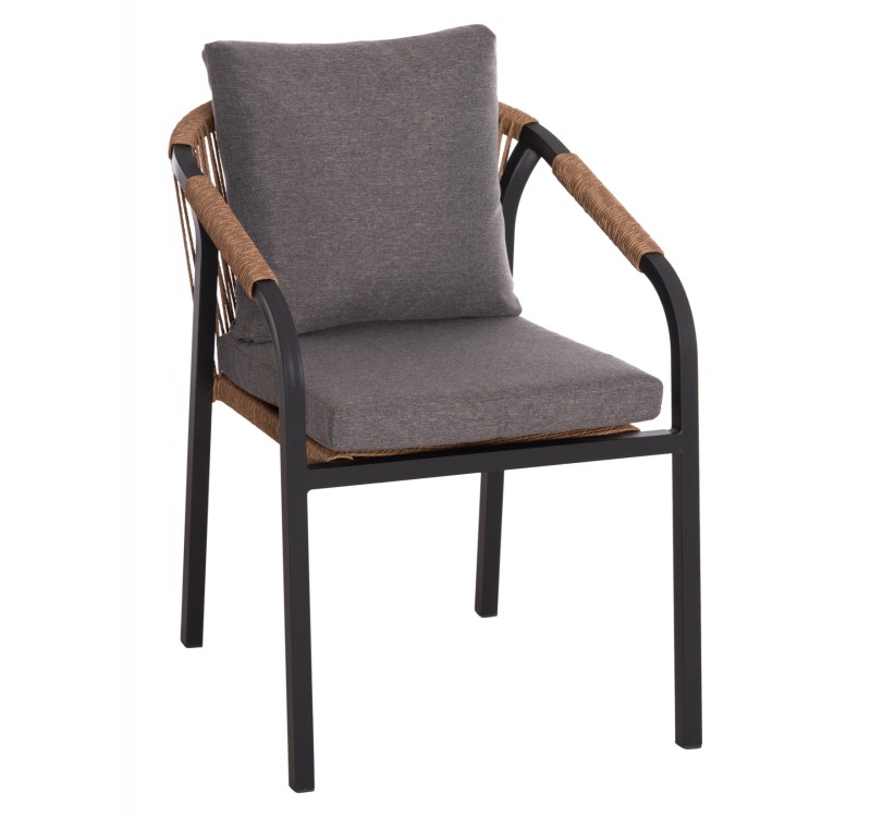 ΠΟΛΥΘΡΟΝΑ MAERLY HM6051.13 ΑΝΘΡΑΚΙ ΑΛΟΥΜΙΝΙΟ & ΜΑΞΙΛΑΡΙΑ-ΚΑΦΕ P.E.RATTAN 57x60x84Υεκ.