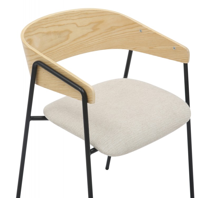 ΚΑΡΕΚΛΑ ΤΡΑΠΕΖΑΡΙΑΣ KORIN HM9975.01 ΜΕΤΑΛΛΟ-ΥΦΑΣΜΑ ΜΠΕΖ-ΞΥΛΟ 54x51x72,5Υεκ