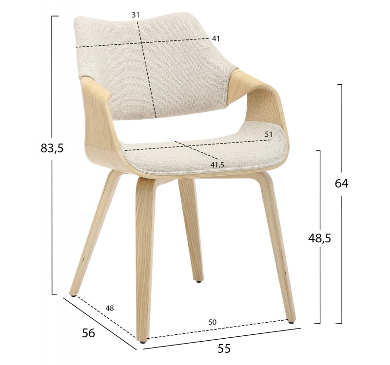 ΚΑΡΕΚΛΑ ΤΡΑΠΕΖΑΡΙΑΣ NETTO HM9976.01 ΣΚΕΛΕΤΟΣ Κ.Π. ΣΕ ΟΑΚ-ΜΠΕΖ ΥΦΑΣΜΑ 55x56x83,5Υεκ
