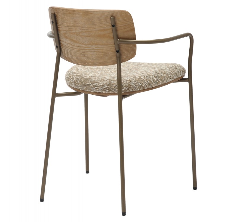 ΚΑΡΕΚΛΑ ΤΡΑΠΕΖΑΡΙΑΣ VIKKI HM9980.01 ΜΕΤΑΛΛΟ-ΞΥΛΟ-ΜΠΕΖ ΥΦΑΣΜΑ 54x54x75,5Υεκ.