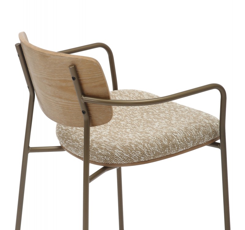 ΚΑΡΕΚΛΑ ΤΡΑΠΕΖΑΡΙΑΣ VIKKI HM9980.01 ΜΕΤΑΛΛΟ-ΞΥΛΟ-ΜΠΕΖ ΥΦΑΣΜΑ 54x54x75,5Υεκ.