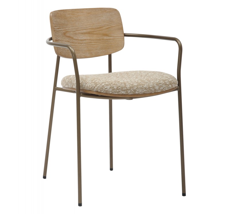 ΚΑΡΕΚΛΑ ΤΡΑΠΕΖΑΡΙΑΣ VIKKI HM9980.01 ΜΕΤΑΛΛΟ-ΞΥΛΟ-ΜΠΕΖ ΥΦΑΣΜΑ 54x54x75,5Υεκ.