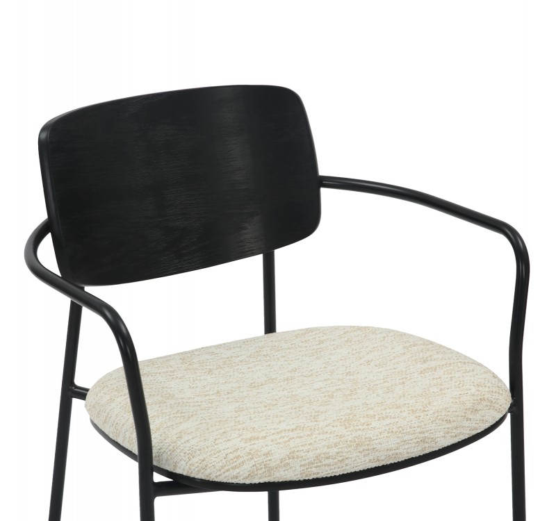 ΚΑΡΕΚΛΑ ΤΡΑΠΕΖΑΡΙΑΣ VIKKI HM9980.02 ΜΕΤΑΛΛΟ & ΞΥΛΟ ΜΑΥΡΟ-ΕΚΡΟΥ ΥΦΑΣΜΑ 54x54x75,5Υεκ.