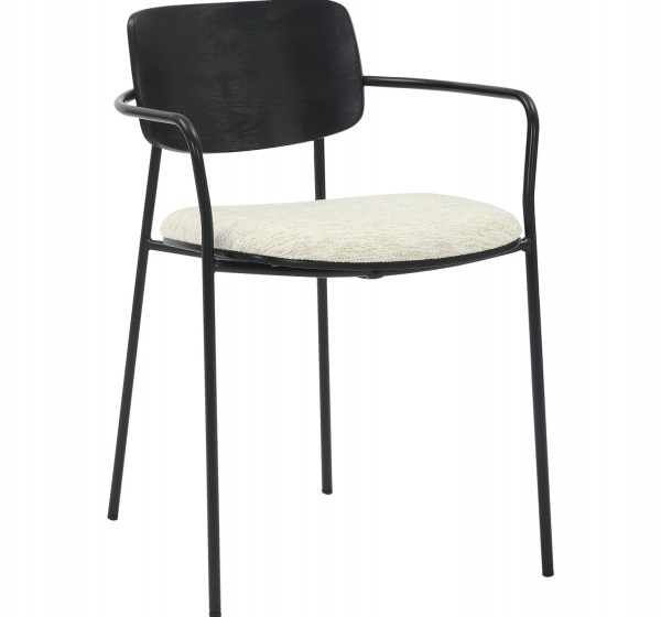 ΚΑΡΕΚΛΑ ΤΡΑΠΕΖΑΡΙΑΣ VIKKI HM9980.02 ΜΕΤΑΛΛΟ & ΞΥΛΟ ΜΑΥΡΟ-ΕΚΡΟΥ ΥΦΑΣΜΑ 54x54x75,5Υεκ.