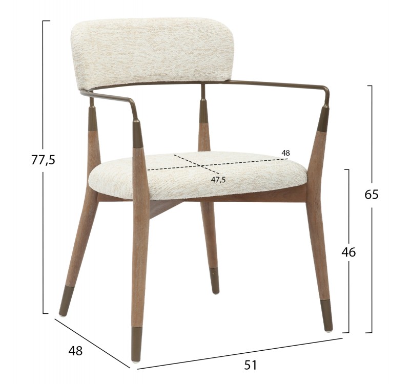 ΠΟΛΥΘΡΟΝΑ ROY HM9978.01 ΣΚΕΛΕΤΟΣ ΞΥΛΟ ΟΞΙΑΣ-ΜΕΤΑΛ.ΜΠΡΑΤΣΑ-ΕΚΡΟΥ ΥΦΑΣΜΑ 51x48x77,5Υεκ