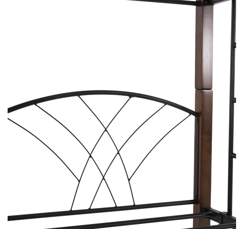 ΚΟΥΚΕΤΑ ΚΡΕΒΑΤΙ STOREY HM687 ΜΑΥΡΟ ΜΕΤΑΛΛΟ-ΚΑΡΥΔΙ RUBBERWOOD-ΓΙΑ ΣΤΡΩΜΑ 190x90εκ