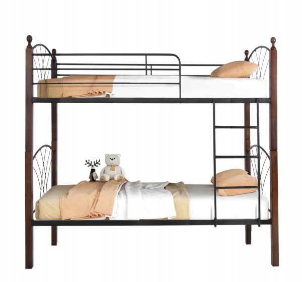 ΚΟΥΚΕΤΑ ΚΡΕΒΑΤΙ STOREY HM687 ΜΑΥΡΟ ΜΕΤΑΛΛΟ-ΚΑΡΥΔΙ RUBBERWOOD-ΓΙΑ ΣΤΡΩΜΑ 190x90εκ