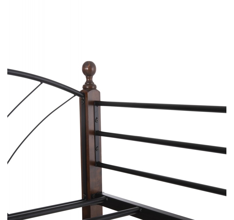 ΚΟΥΚΕΤΑ ΚΡΕΒΑΤΙ STOREY HM687 ΜΑΥΡΟ ΜΕΤΑΛΛΟ-ΚΑΡΥΔΙ RUBBERWOOD-ΓΙΑ ΣΤΡΩΜΑ 190x90εκ