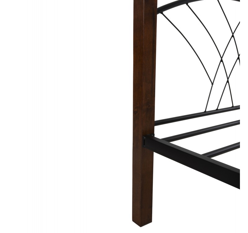 ΚΟΥΚΕΤΑ ΚΡΕΒΑΤΙ STOREY HM687 ΜΑΥΡΟ ΜΕΤΑΛΛΟ-ΚΑΡΥΔΙ RUBBERWOOD-ΓΙΑ ΣΤΡΩΜΑ 190x90εκ