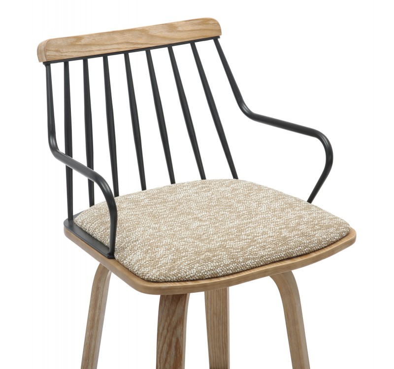 ΣΚΑΜΠΟ ΜΠΑΡ JUDI HM9985.01 WHITE WASH Κ.Π.-ΜΑΥΡΟ ΜΕΤΑΛΛΟ-ΜΠΕΖ ΥΦΑΣΜΑ 48x52x92Υεκ