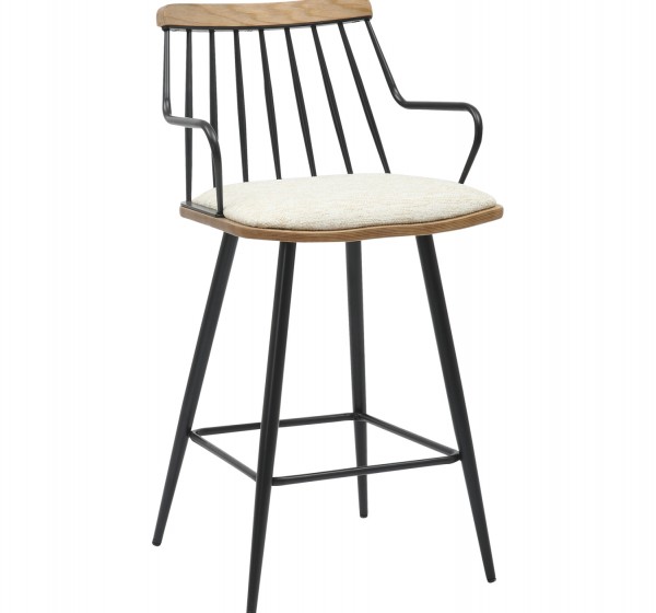 ΣΚΑΜΠΟ ΜΠΑΡ ΜΕΣ.ΥΨΟΥΣ JUDI HM9985.02 ΜΑΥΡΟ ΜΕΤΑΛΛΟ-ΕΚΡΟΥ ΥΦΑΣΜΑ 48x52x92Υεκ