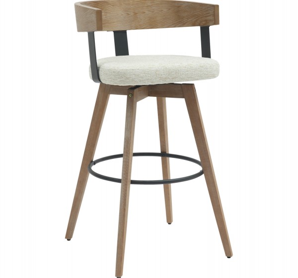 ΣΚΑΜΠΟ ΜΠΑΡ ΠΕΡΙΣΤΡΕΦΟΜΕΝΟ LANI HM9988.01 ΠΟΔΙΑ ΟΞΙΑΣ-ΕΚΡΟΥ ΥΦΑΣΜΑ 55x55x97Υεκ.