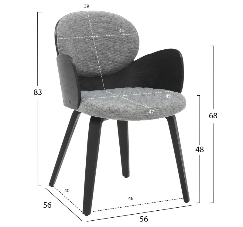 ΠΟΛΥΘΡΟΝΑΚΙ ΤΡΑΠΕΖΑΡΙΑΣ DARNELL HM9974.02 ΜΑΥΡΟ Κ.Π.-ΓΚΡΙ ΥΦΑΣΜΑ 56x56x83Υεκ.