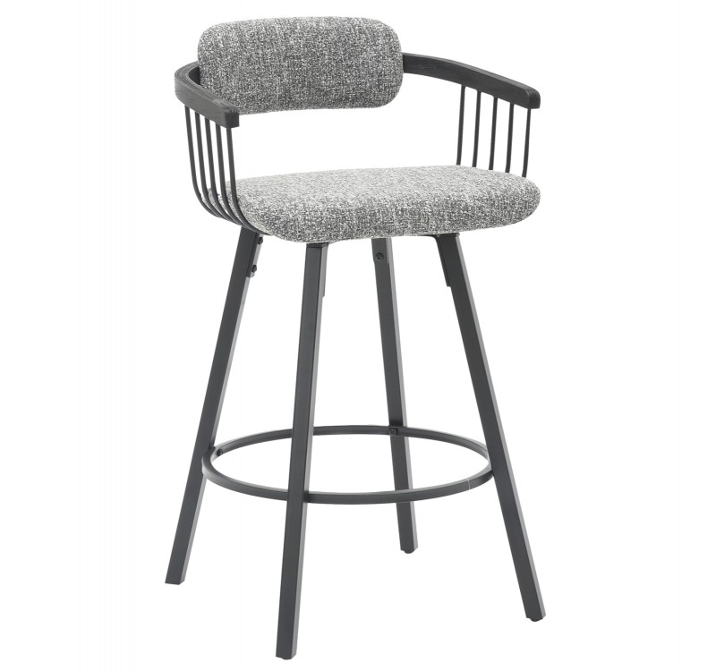 ΣΚΑΜΠΟ ΜΠΑΡ ΠΕΡΙΣΤΡΕΦΟΜΕΝΟ LANG HM9990.02 ΜΑΥΡΟ ΜΕΤΑΛΛΟ-ΓΚΡΙ ΥΦΑΣΜΑ 51,5x48,5x89,5Υεκ