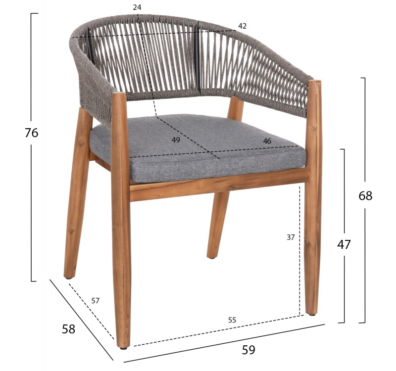 ΠΟΛΥΘΡΟΝΑ NAVAN HM6135.01 ΞΥΛΟ ΑΚΑΚΙΑΣ ΦΥΣΙΚΟ-ΣΧΟΙΝΙ NYLON ΓΚΡΙ 59x58x76Υεκ.