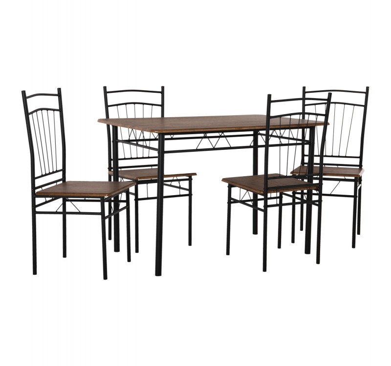 ΣΕΤ ΤΡΑΠΕΖΑΡΙΑΣ 5ΤΜΧ PEARY HM9416.11 ΜΕΤΑΛΛΟ ΜΑΥΡΟ-MDF ΚΑΡΥΔΙ 110x60x74Yεκ.