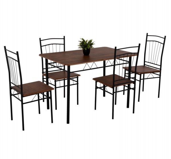 ΣΕΤ ΤΡΑΠΕΖΑΡΙΑΣ 5ΤΜΧ PEARY HM9416.11 ΜΕΤΑΛΛΟ ΜΑΥΡΟ-MDF ΚΑΡΥΔΙ 110x60x74Yεκ.