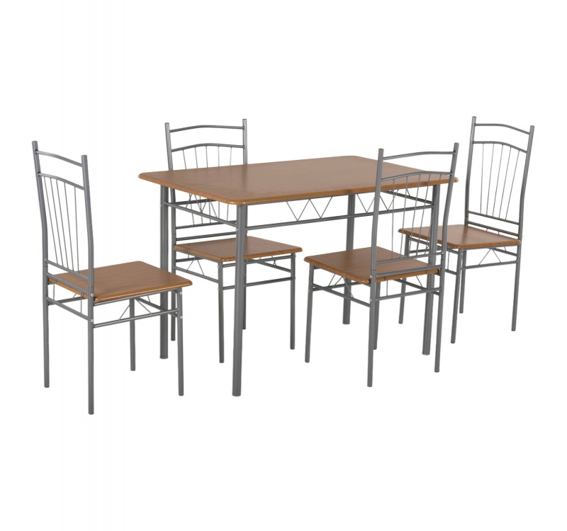 ΣΕΤ ΤΡΑΠΕΖΑΡΙΑΣ 5ΤΜΧ PEARY HM9416.12 ΜΕΤΑΛΛΟ ΑΣΗΜΙ-MDF ΣΟΝΑΜΑ 110x60x74Yεκ.