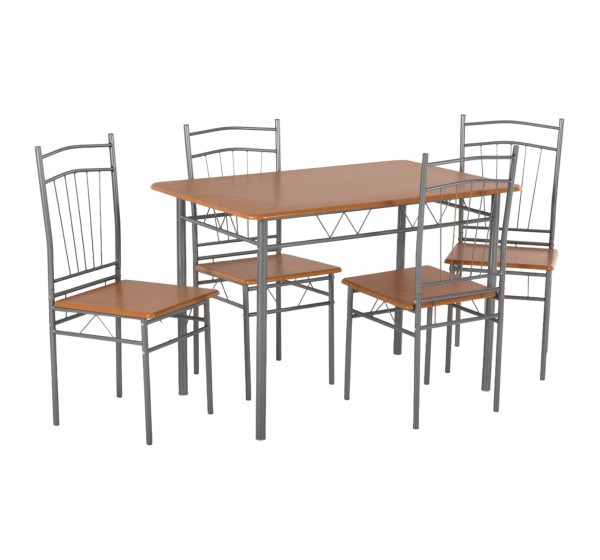 ΣΕΤ ΤΡΑΠΕΖΑΡΙΑΣ 5ΤΜΧ PEARY HM9416.12 ΜΕΤΑΛΛΟ ΑΣΗΜΙ-MDF ΣΟΝΑΜΑ 110x60x74Yεκ.