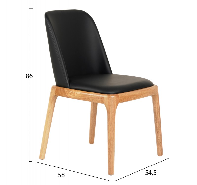 KΑΡΕΚΛΑ ΤΡΑΠΕΖΑΡΙΑΣ FURLAN HM9944.01 RUBBERWOOD-ΜΑΥΡΟ PU 54,5x58x86Υεκ