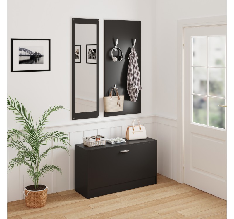 ΣΕΤ ΕΙΣΟΔΟΥ ΜΕ ΚΑΘΡΕΠΤΗ VERN HM2476.02 ΜΕΛΑΜΙΝΗ ΣΕ WENGE 80x27x175Υεκ