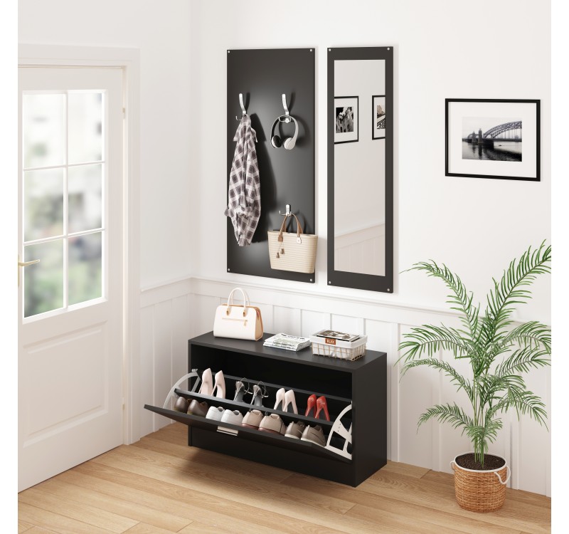 ΣΕΤ ΕΙΣΟΔΟΥ ΜΕ ΚΑΘΡΕΠΤΗ VERN HM2476.02 ΜΕΛΑΜΙΝΗ ΣΕ WENGE 80x27x175Υεκ