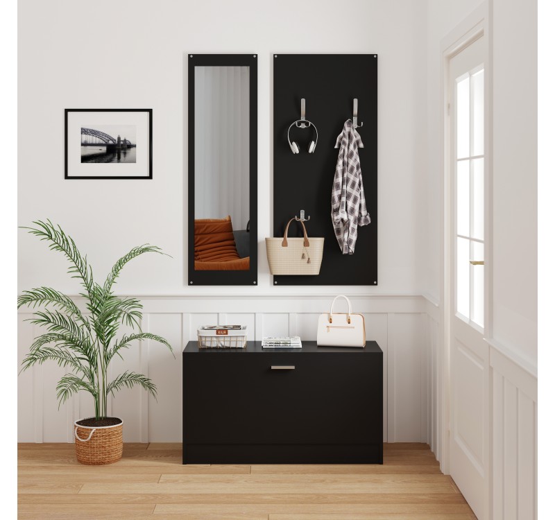 ΣΕΤ ΕΙΣΟΔΟΥ ΜΕ ΚΑΘΡΕΠΤΗ VERN HM2476.02 ΜΕΛΑΜΙΝΗ ΣΕ WENGE 80x27x175Υεκ