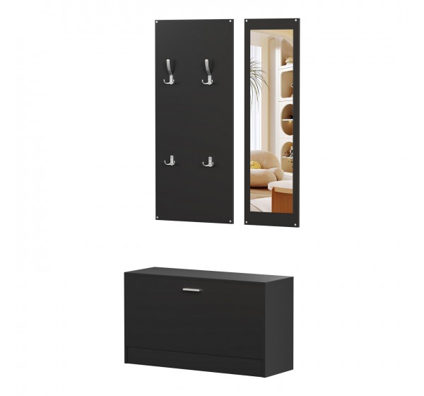 ΣΕΤ ΕΙΣΟΔΟΥ ΜΕ ΚΑΘΡΕΠΤΗ VERN HM2476.02 ΜΕΛΑΜΙΝΗ ΣΕ WENGE 80x27x175Υεκ
