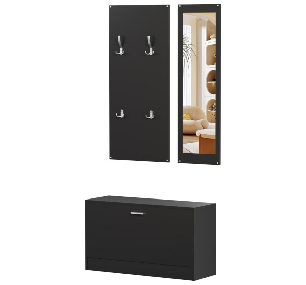 ΣΕΤ ΕΙΣΟΔΟΥ ΜΕ ΚΑΘΡΕΠΤΗ VERN HM2476.02 ΜΕΛΑΜΙΝΗ ΣΕ WENGE 80x27x175Υεκ