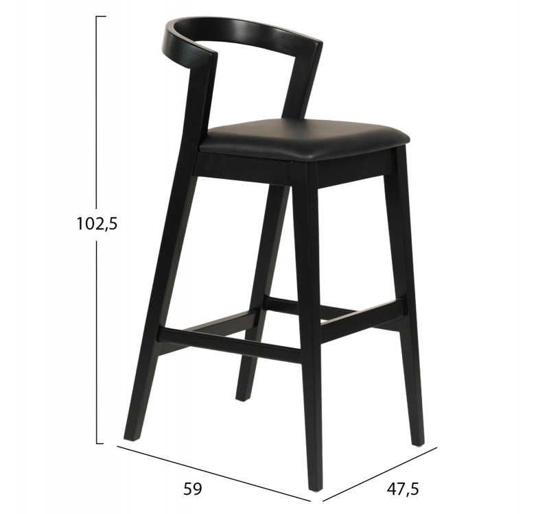 ΣΚΑΜΠΟ ΜΠΑΡ NAMI HM9952.02 RUBBERWOOD & PU-ΜΑΥΡΟ 47,5x59x102,5Υεκ.